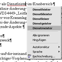 Dienstleister - für Word ein Fremdwort, gänzlich unbekannt